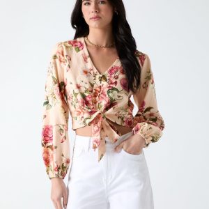 Linen-blend blouse