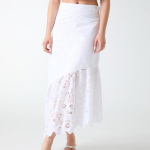 Eyelets midi skirt