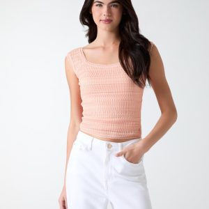 Square neck smocked top