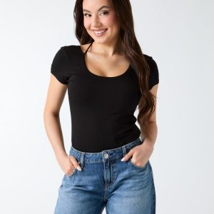 Stretch scoop neck top