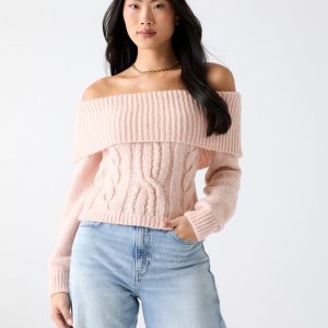 Off-shoulder wool-blend sweater