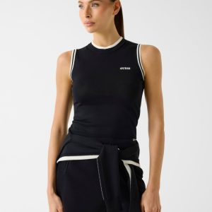 Embroidered logo knit top