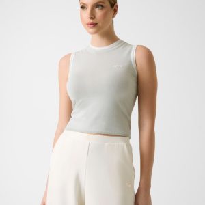Embroidered logo knit top