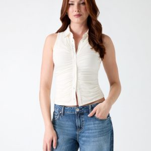 Sleeveless smocked top