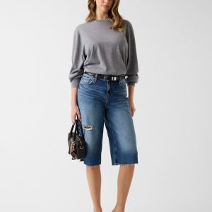 Baggy denim bermuda