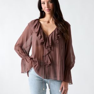 Marciano Sheer Ruffled Blouse