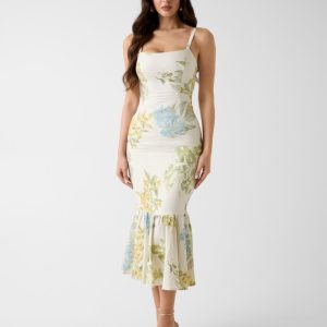 Linen-blend dress