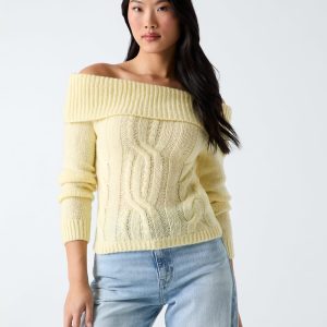Off-shoulder wool-blend sweater