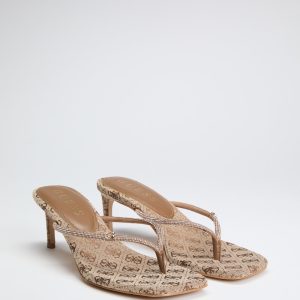 Mayan Rhinestone Thong Strap Heels