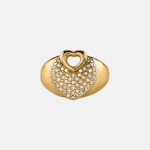 Gold-Tone Pav Heart Ring - Size 7