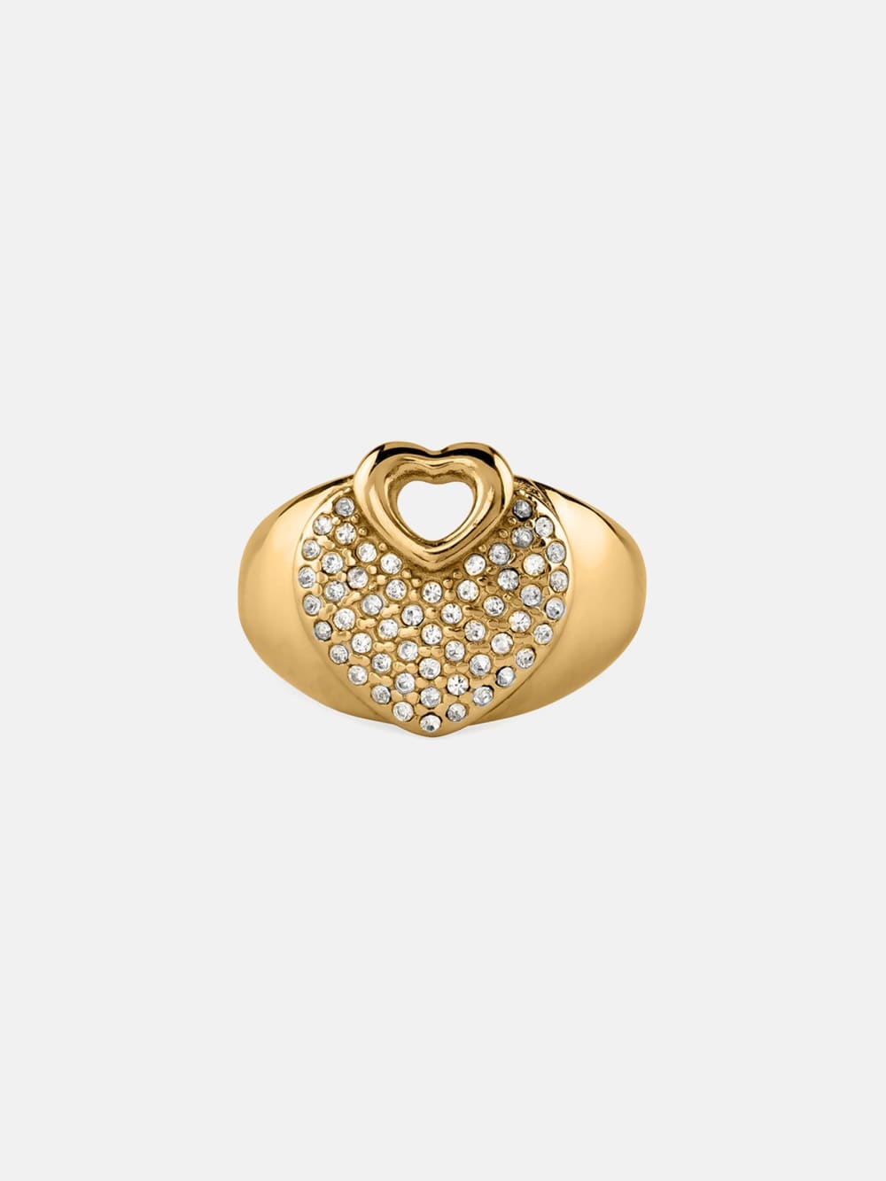 Gold-Tone Pav Heart Ring - Size 7