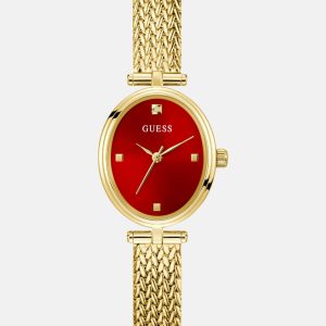 Gold-Tone Red Analog Watch