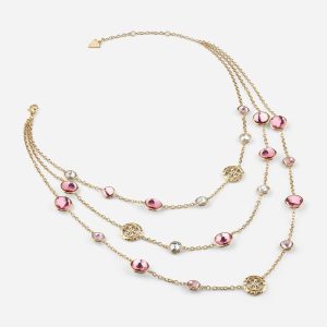 Gold-Tone and Colored Stone Layered Necklace