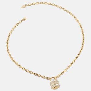 Gold-Tone Pav  Padlock Necklace