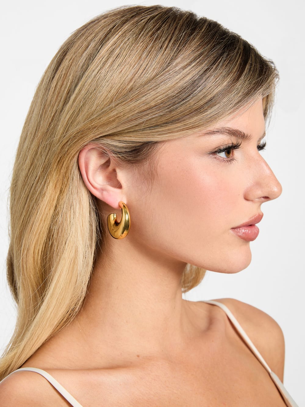 Gold-Tone Lightweight Hoop Earrings - Image 2