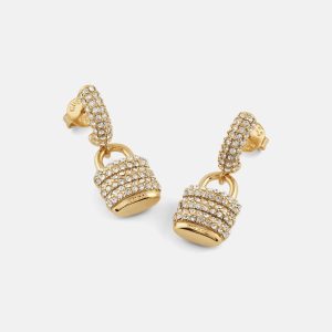 Gold-Tone Pav Padlock Earrings