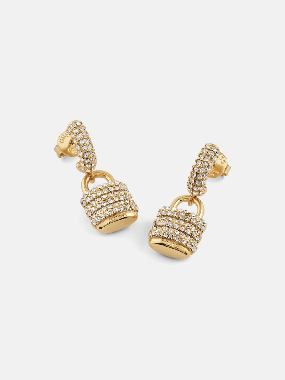 Gold-Tone Pav Padlock Earrings