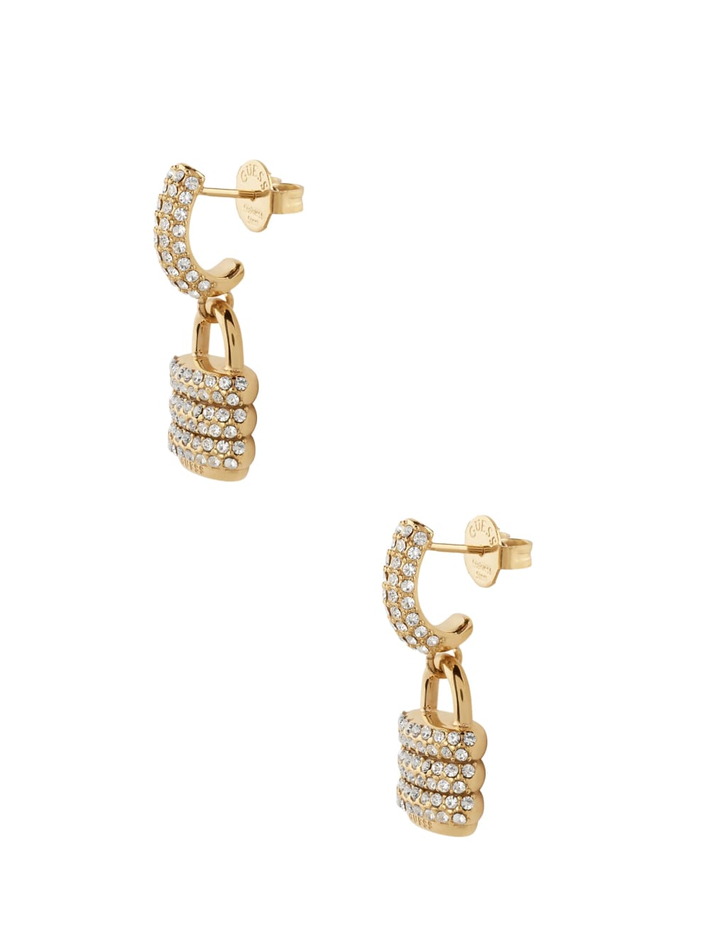 Gold-Tone Pav Padlock Earrings - Image 2