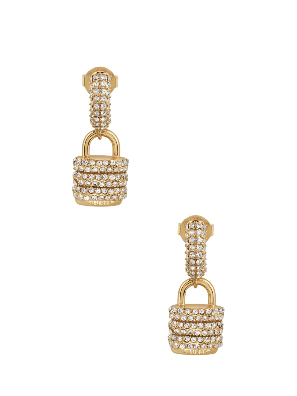 Gold-Tone Pav Padlock Earrings - Image 3