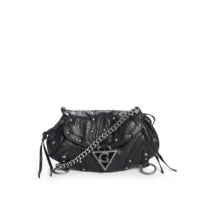 crackled leather mini fashion bag