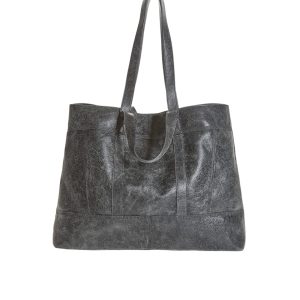 crackle leather tote bag