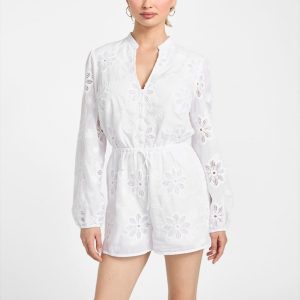 Hazel Embroidered Eyelet Romper