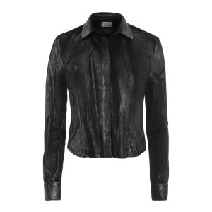 metallic printed faux-suede shirt