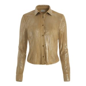 metallic printed faux-suede shirt