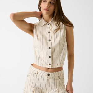 Striped cropped shirt