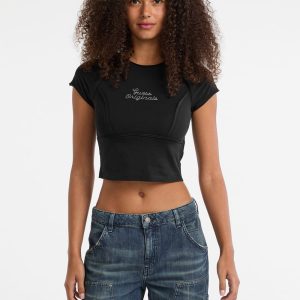 GUESS Originals Eco Raw Edge Rhinestone Tee