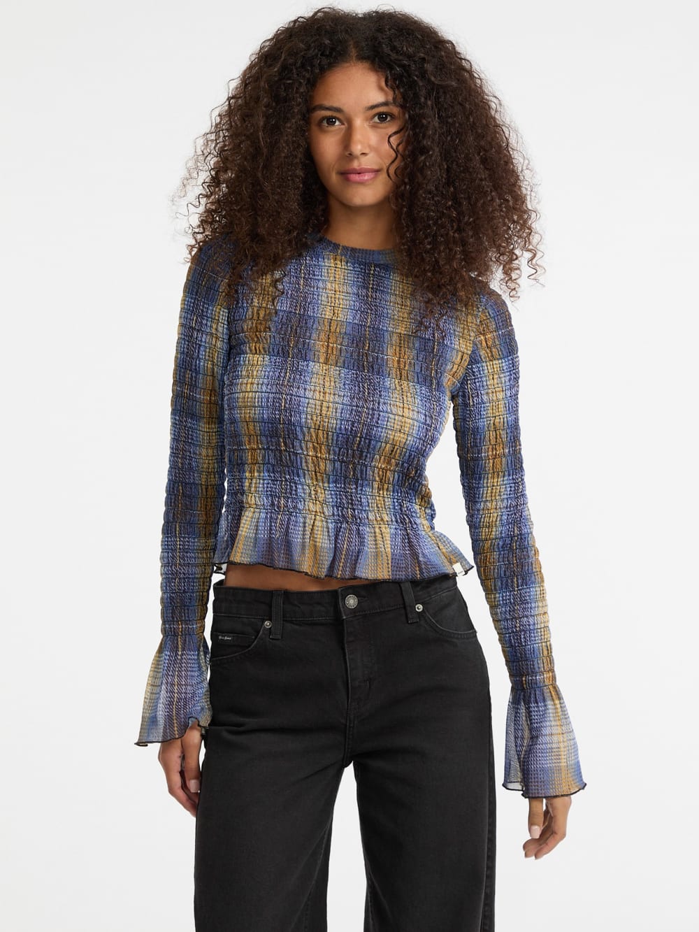 GUESS Originals Eco Smocked Mesh Printed Tee