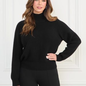 Denise Mock-Neck Ribbed Sweater