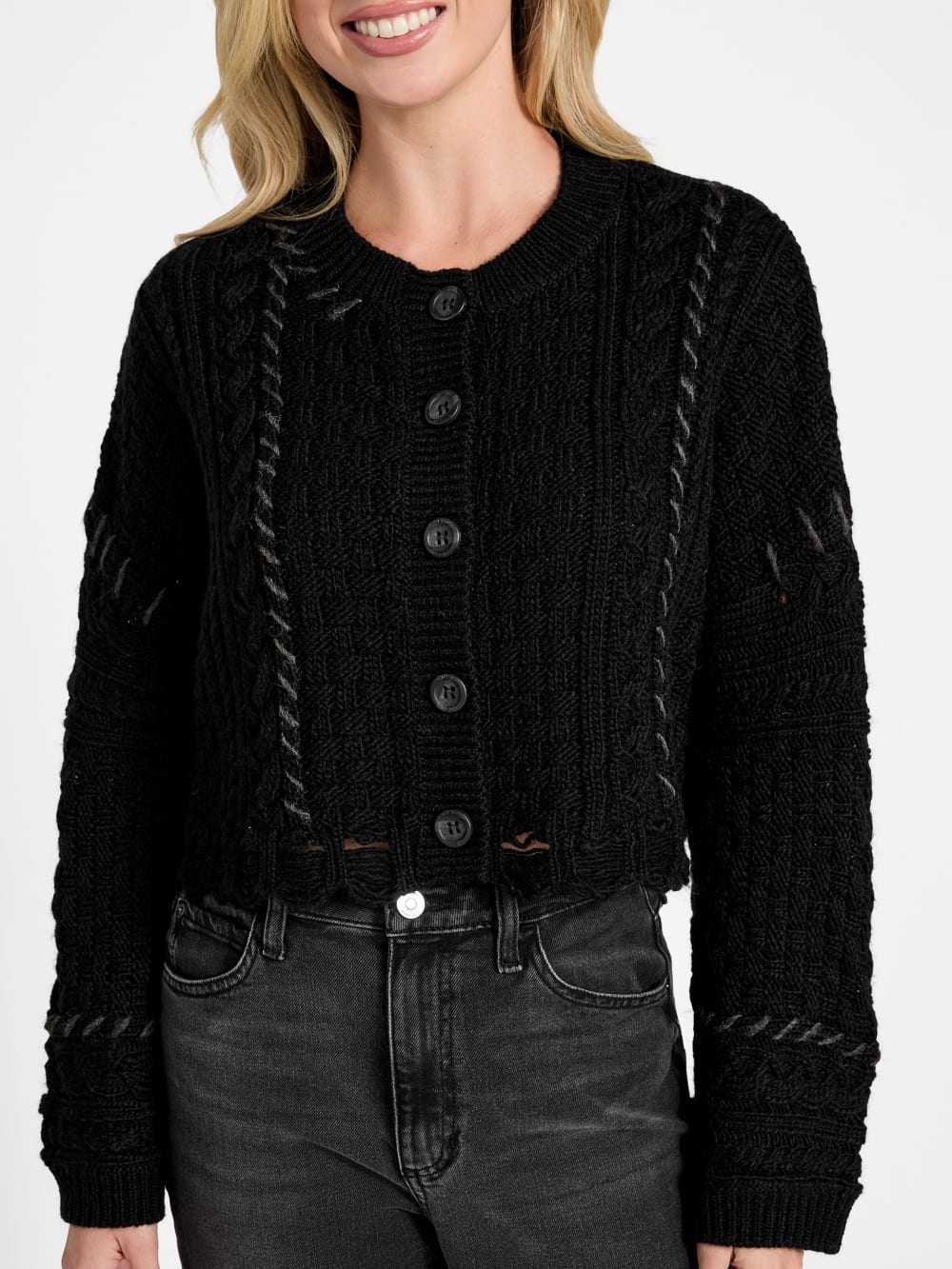 Kaori Wool-Blend Stitched Cardigan - Image 3