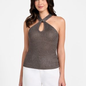 Ella Keyhole Lurex Sweater Top