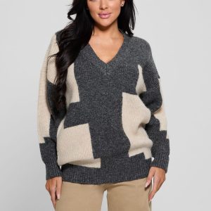 Intarsia Color-Block Sweater