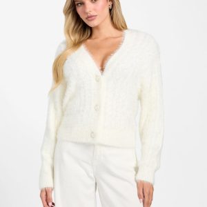 Kinako Fuzzy Cable-Knit Cardigan