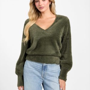Niko Fuzzy V-Neck Sweater