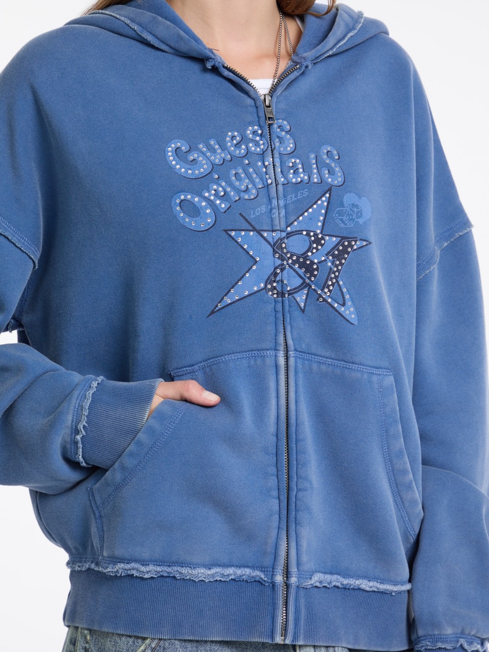 GUESS Originals Star Rhinestone Hoodie - Image 3