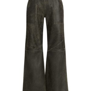 wide-Leg crackled leather pants
