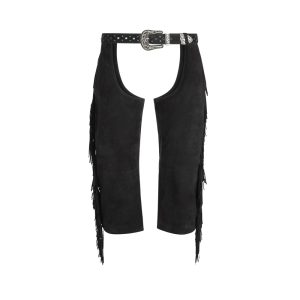 fringe capri suede chaps