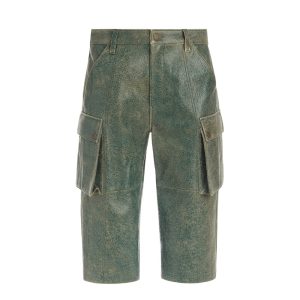crackled leather cargo pants