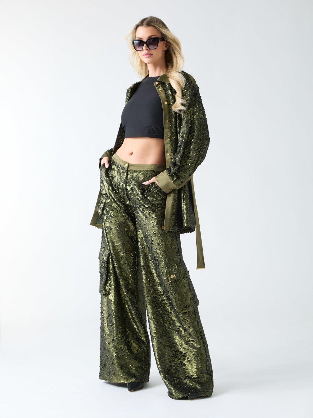 Kaia Sequin Cargo Pants - Image 2