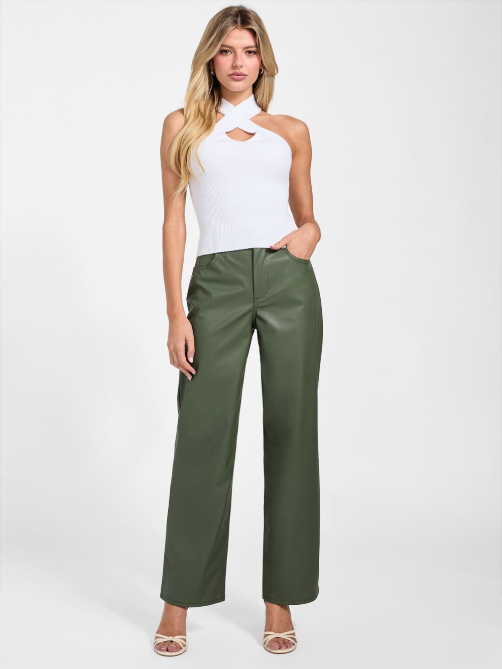 Alix Faux-Leather High-Rise Straight Pants - Image 2