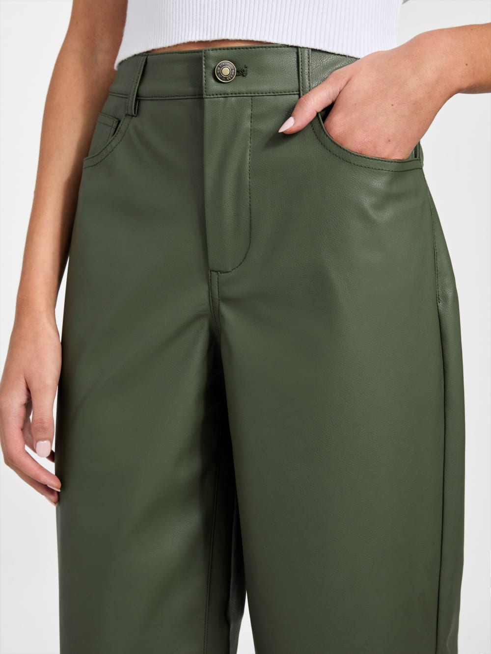 Alix Faux-Leather High-Rise Straight Pants - Image 3