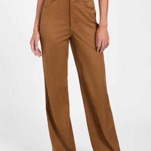 Aria Faux-Suede High-Rise Straight Pants