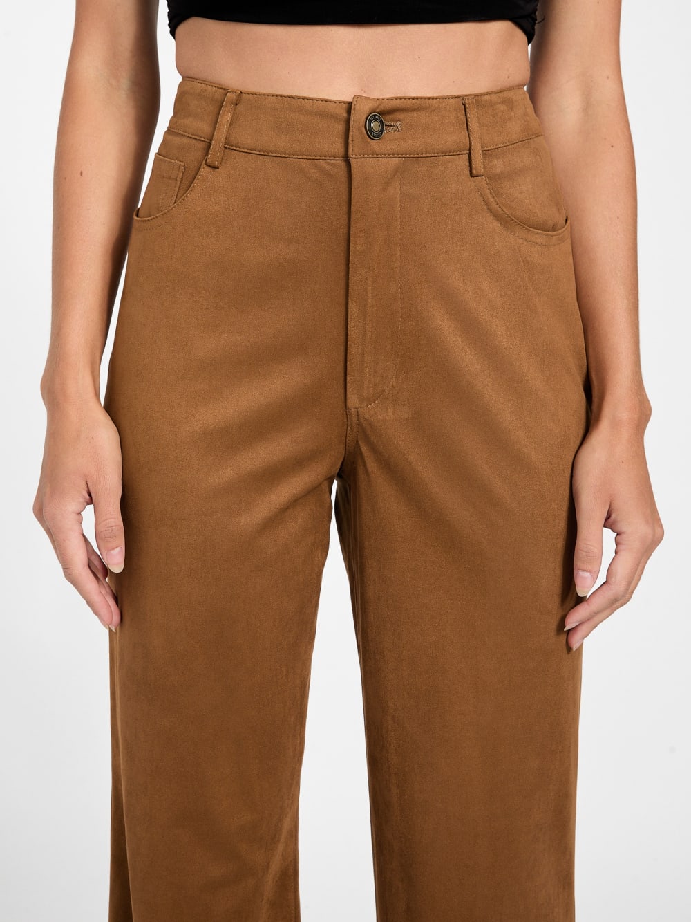Aria Faux-Suede High-Rise Straight Pants - Image 3