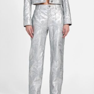 Clelia Faux-Leather Embroidered Pants