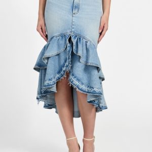 Eco Marina Denim High-Low Skirt