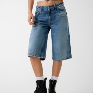 Baggy denim bermuda