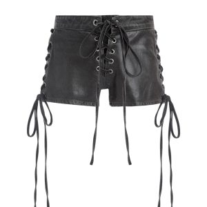 coated mini denim shorts